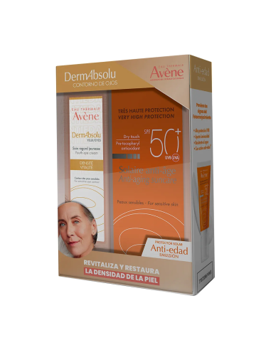 Kit Avene DermAbsolu Ojos x15ml + Protector Solar Antiedad SPF50+ Emulsión x50ml