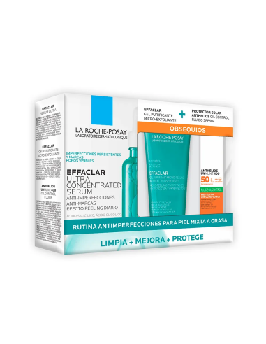 La Roche Pack Effaclar Sérum x30ml + Limpiador Effaclar x30ml + Anthelios Oil Control x15ml