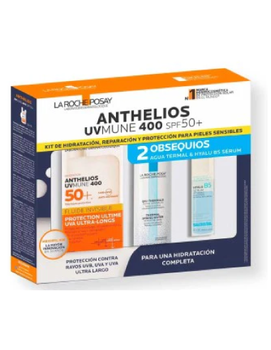 Kit Anthelios UVMune 400 SPF50+ x49g + Obsequios Eau Thermale x48g + Hyalu B5 x15ml