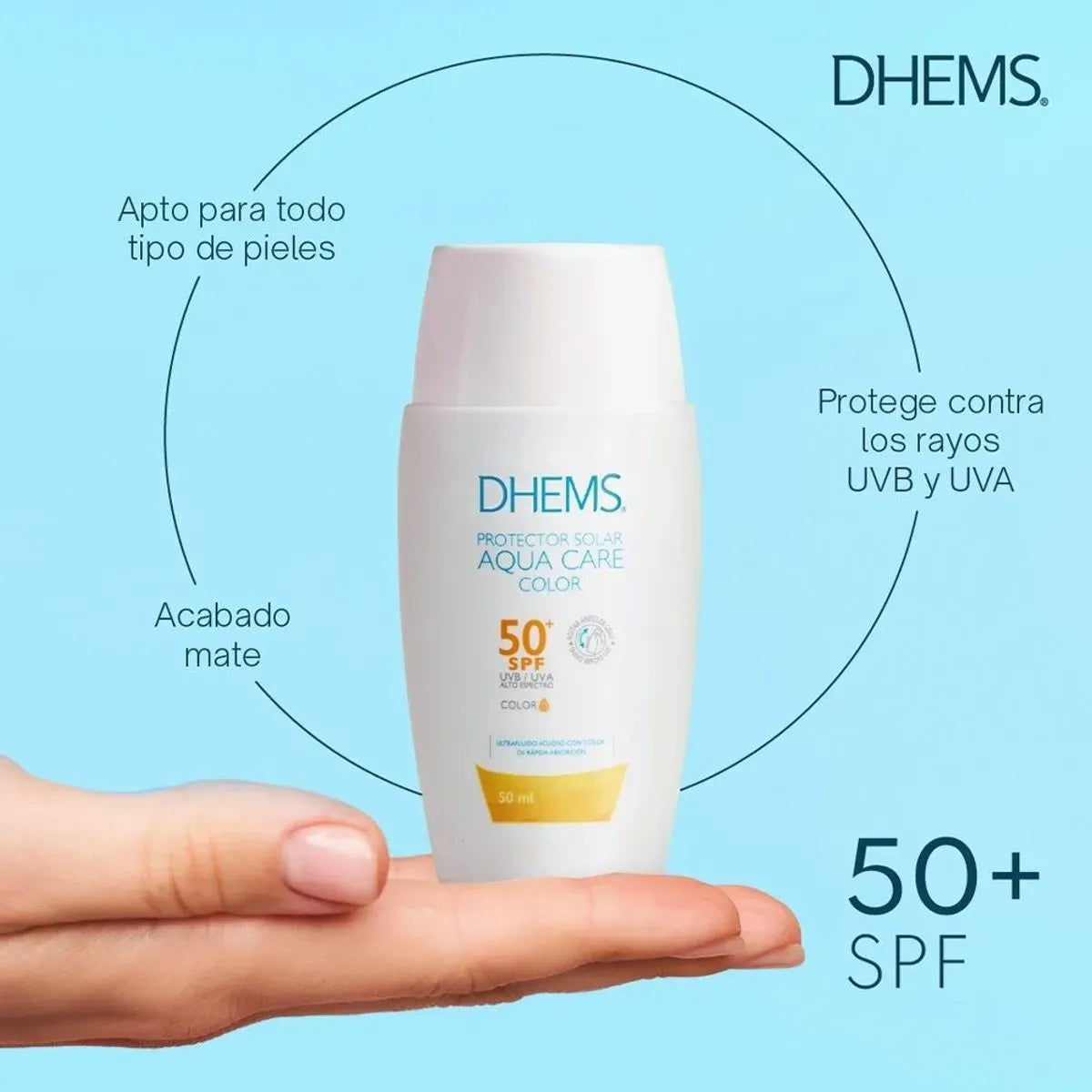 Dhems Fotoprotector Aqua Care con Color SPF50+ x50ml